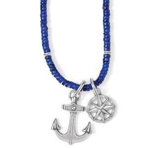 NWT Brighton Anchor and Soul Navy Heishi Bead Charm Necklace